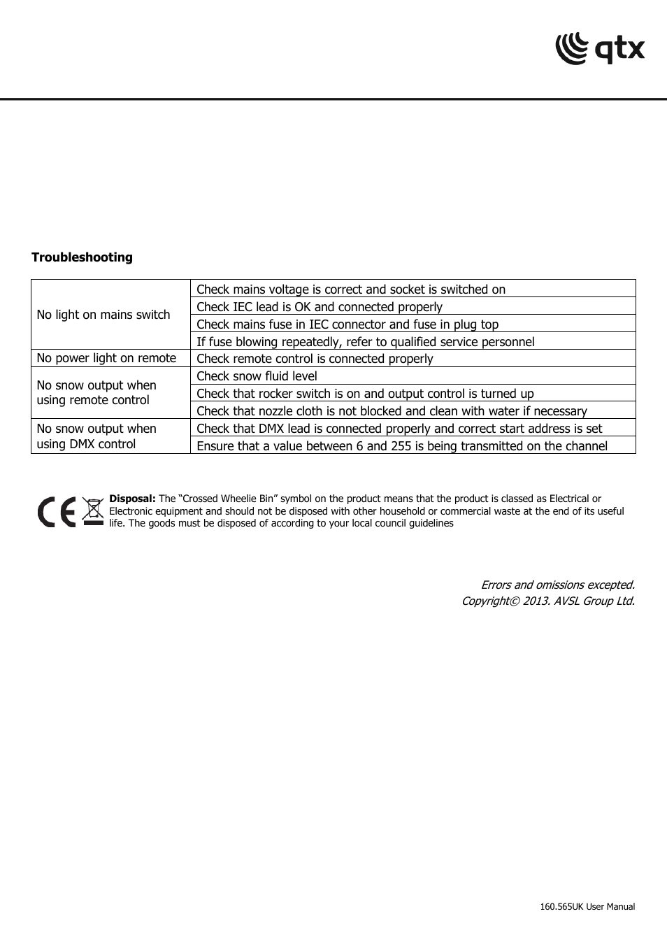 AVSL 160.565 SW-2 SNOW MACHINE User Manual | Page 5 / 6