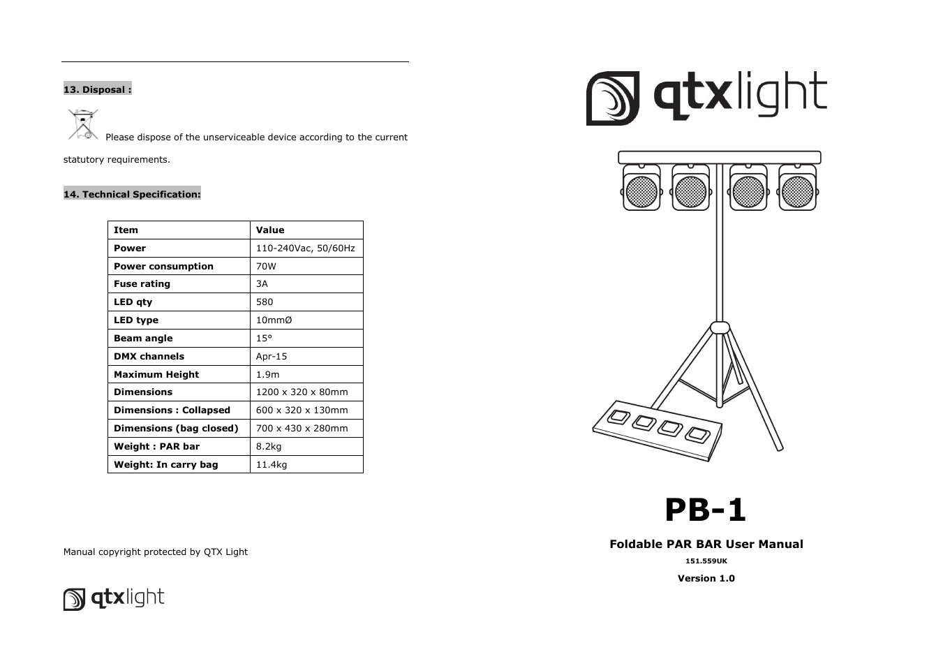 AVSL 151.559 PB-1 User Manual | 6 pages