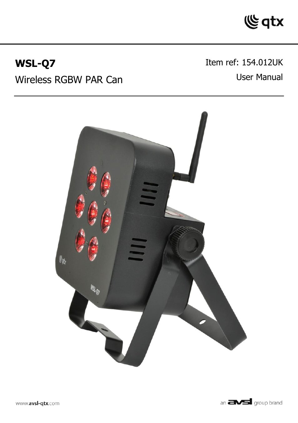 AVSL 154.012 WSL-Q7 User Manual | 8 pages