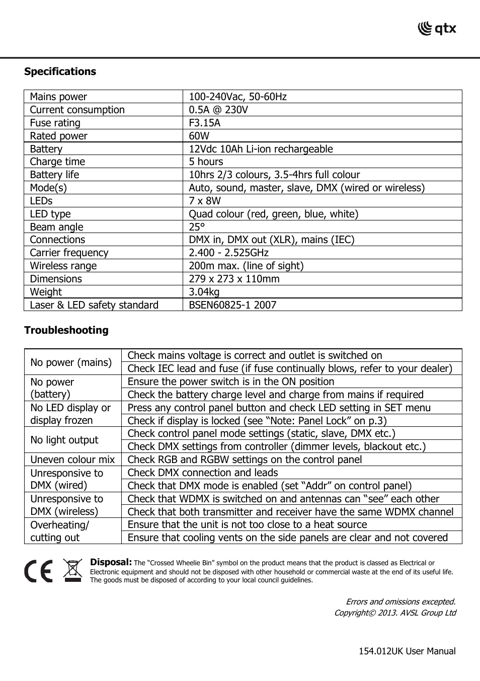 AVSL 154.012 WSL-Q7 User Manual | Page 6 / 8