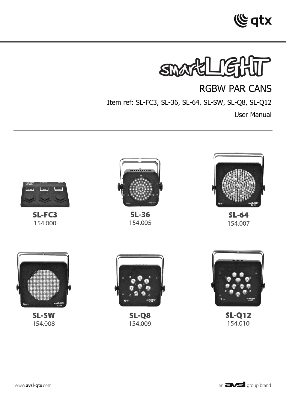 AVSL 154.009 SL-FC3, SL-36, SL-64, SL-SW, SL-Q8, SL-Q12 User Manual | 20 pages