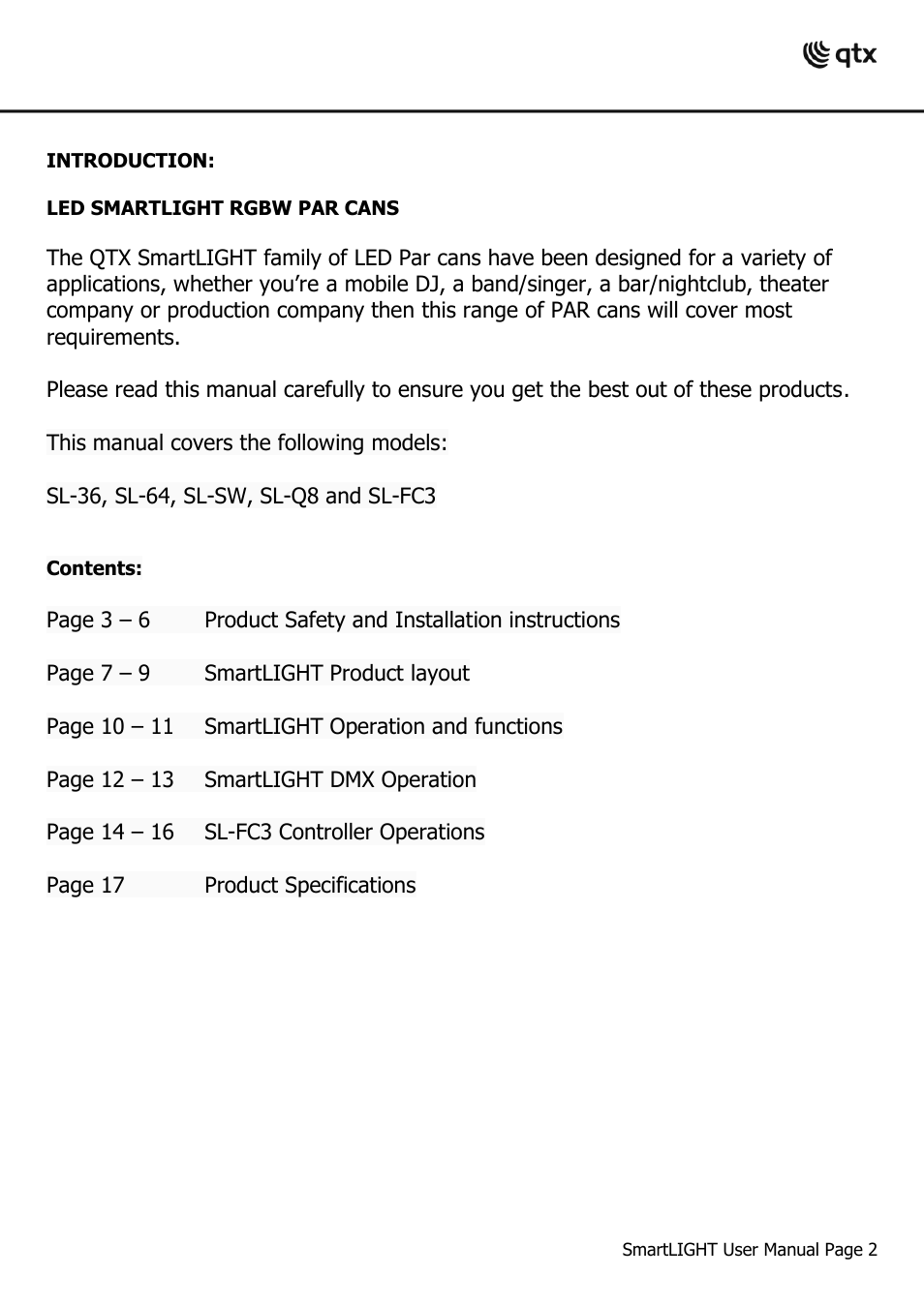 AVSL 154.009 SL-FC3, SL-36, SL-64, SL-SW, SL-Q8, SL-Q12 User Manual | Page 2 / 20