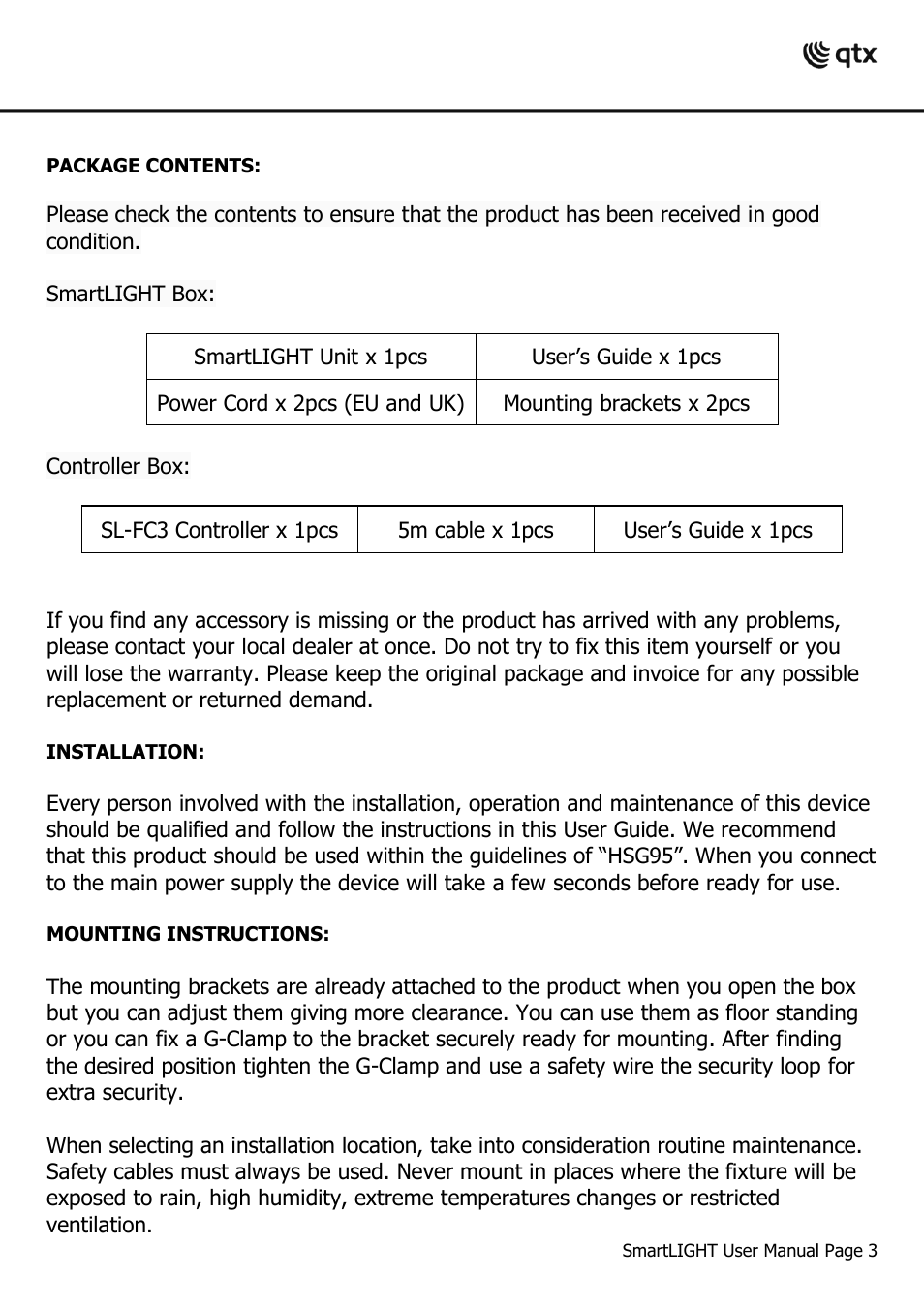 AVSL 154.009 SL-FC3, SL-36, SL-64, SL-SW, SL-Q8, SL-Q12 User Manual | Page 3 / 20