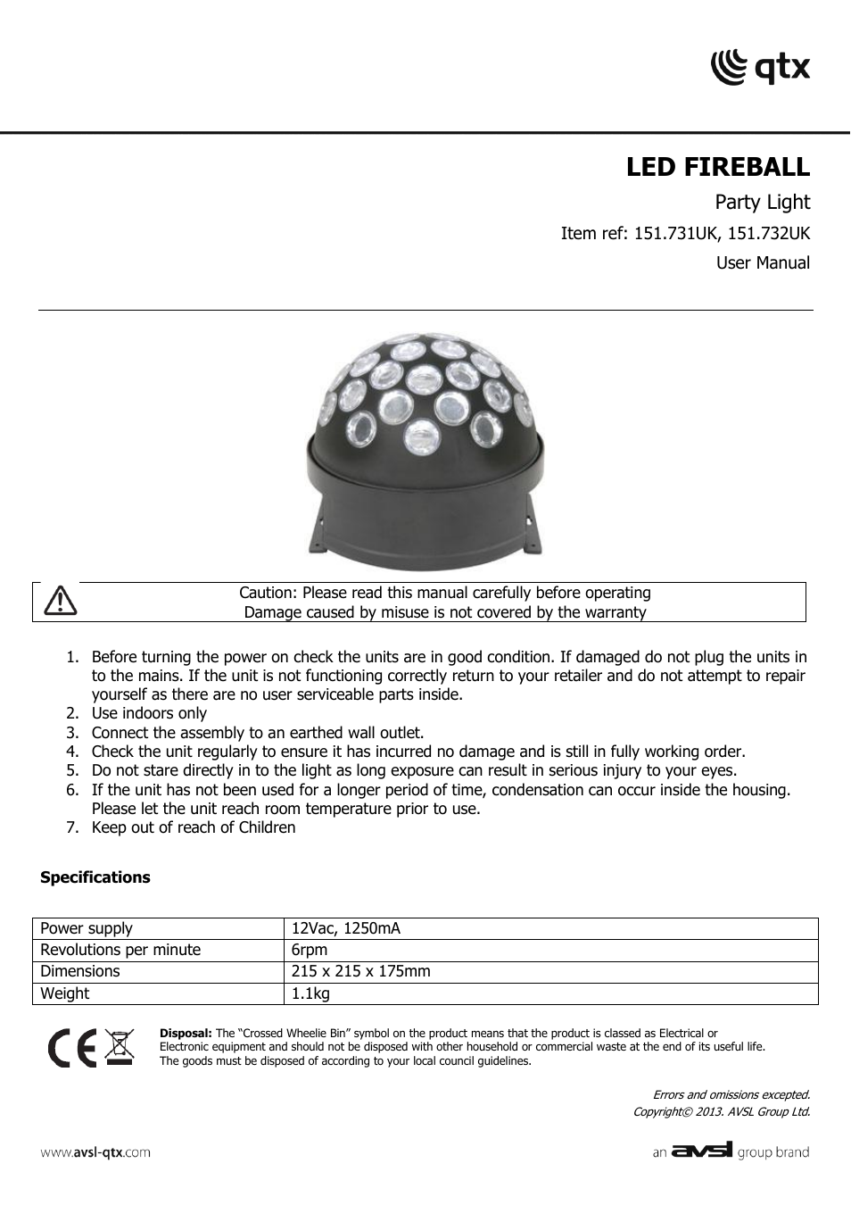 AVSL 151.731 LED FIREBALL User Manual | 1 page