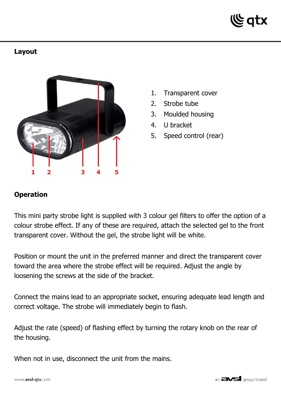 AVSL 153.303 MINI PARTY STROBE LIGHT User Manual | Page 3 / 4