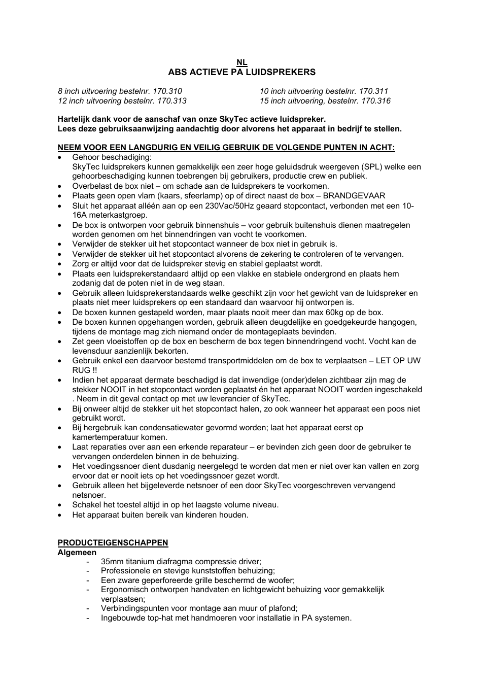 AVSL 170.310-170.316 SP800A-SP1500A PAJ SERIES User Manual | Page 2 / 17