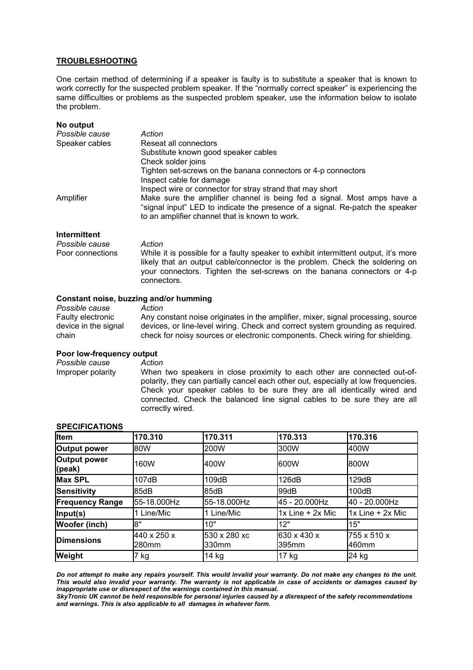 AVSL 170.310-170.316 SP800A-SP1500A PAJ SERIES User Manual | Page 9 / 17