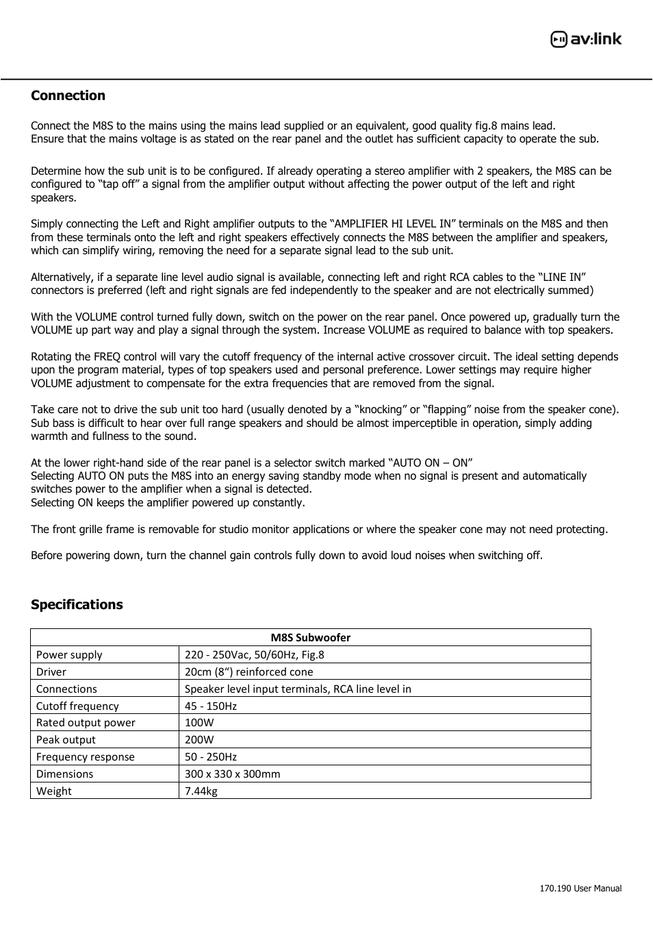 AVSL 170.190 M8S User Manual | Page 3 / 4