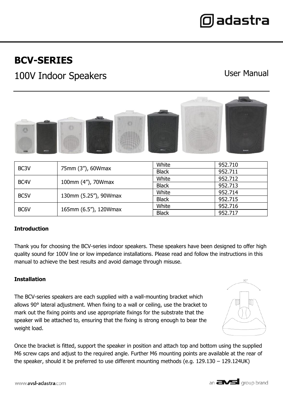 AVSL 952.710-952.717 BC SERIES User Manual | 4 pages