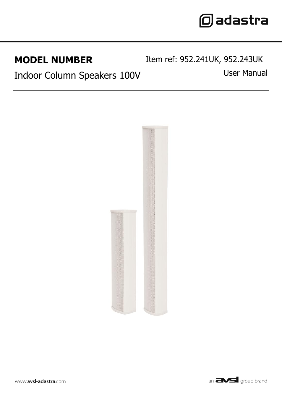 AVSL 952.243 SC SERIES User Manual | 2 pages