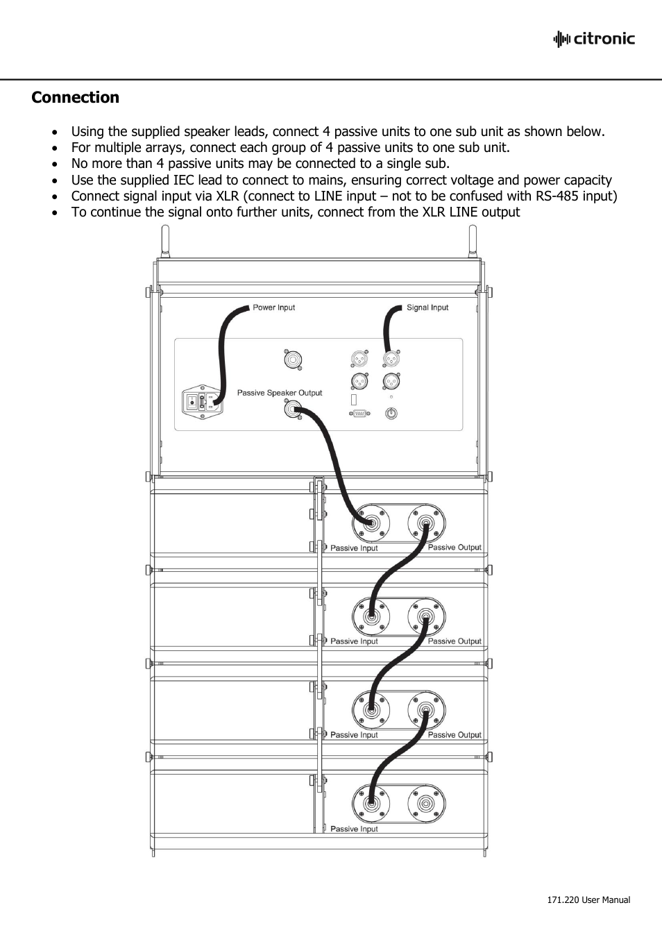 Connection | AVSL Citronic CLA-1460 User Manual | Page 7 / 18