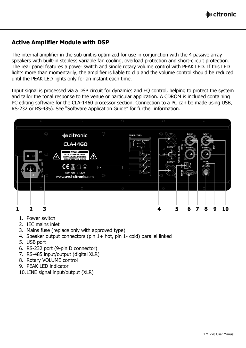 AVSL Citronic CLA-1460 User Manual | Page 8 / 18