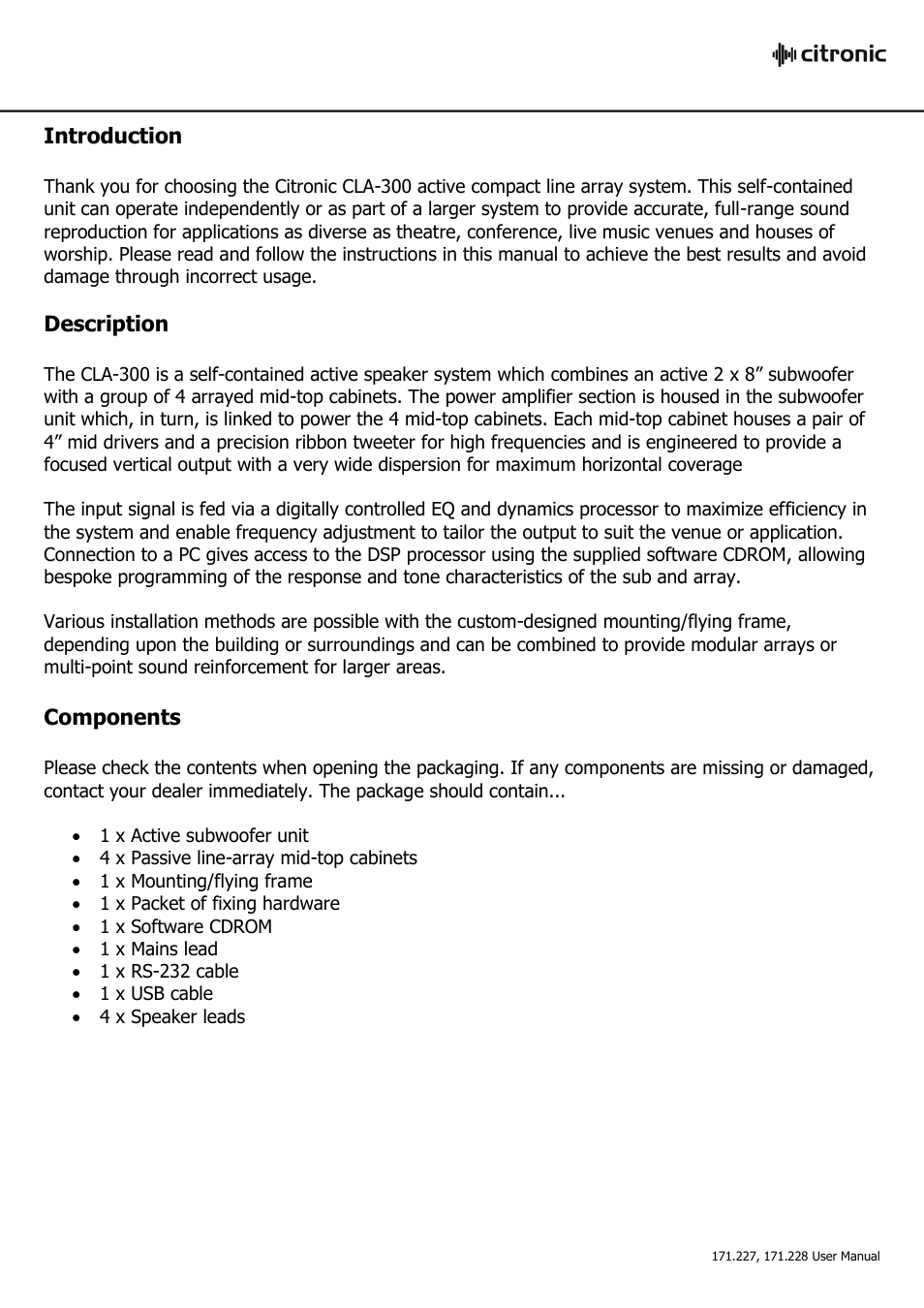 AVSL Citronic CLA-300 User Manual | Page 3 / 21