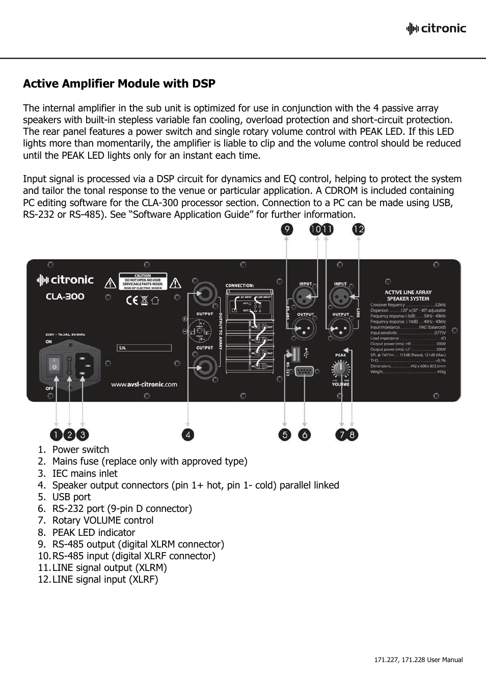 AVSL Citronic CLA-300 User Manual | Page 8 / 21