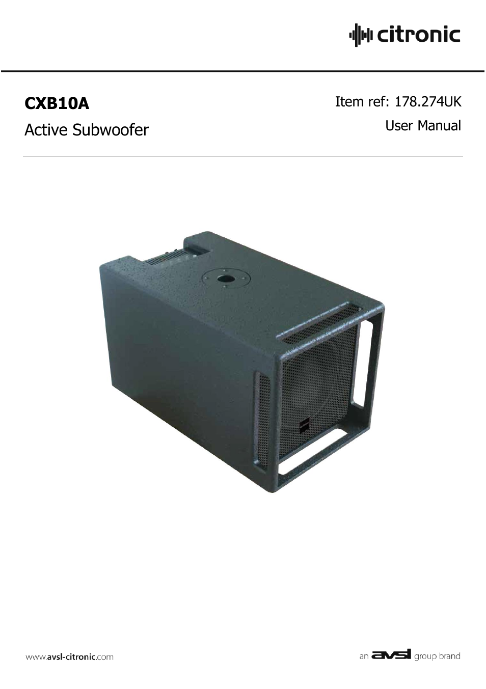 AVSL Citronic CXB10A User Manual | 4 pages