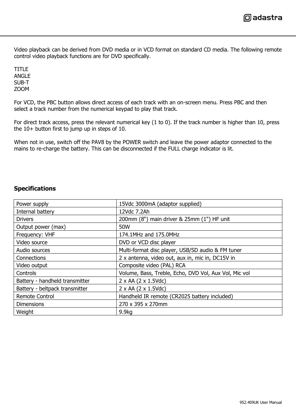 AVSL 952.409 PAV8 User Manual | Page 7 / 8