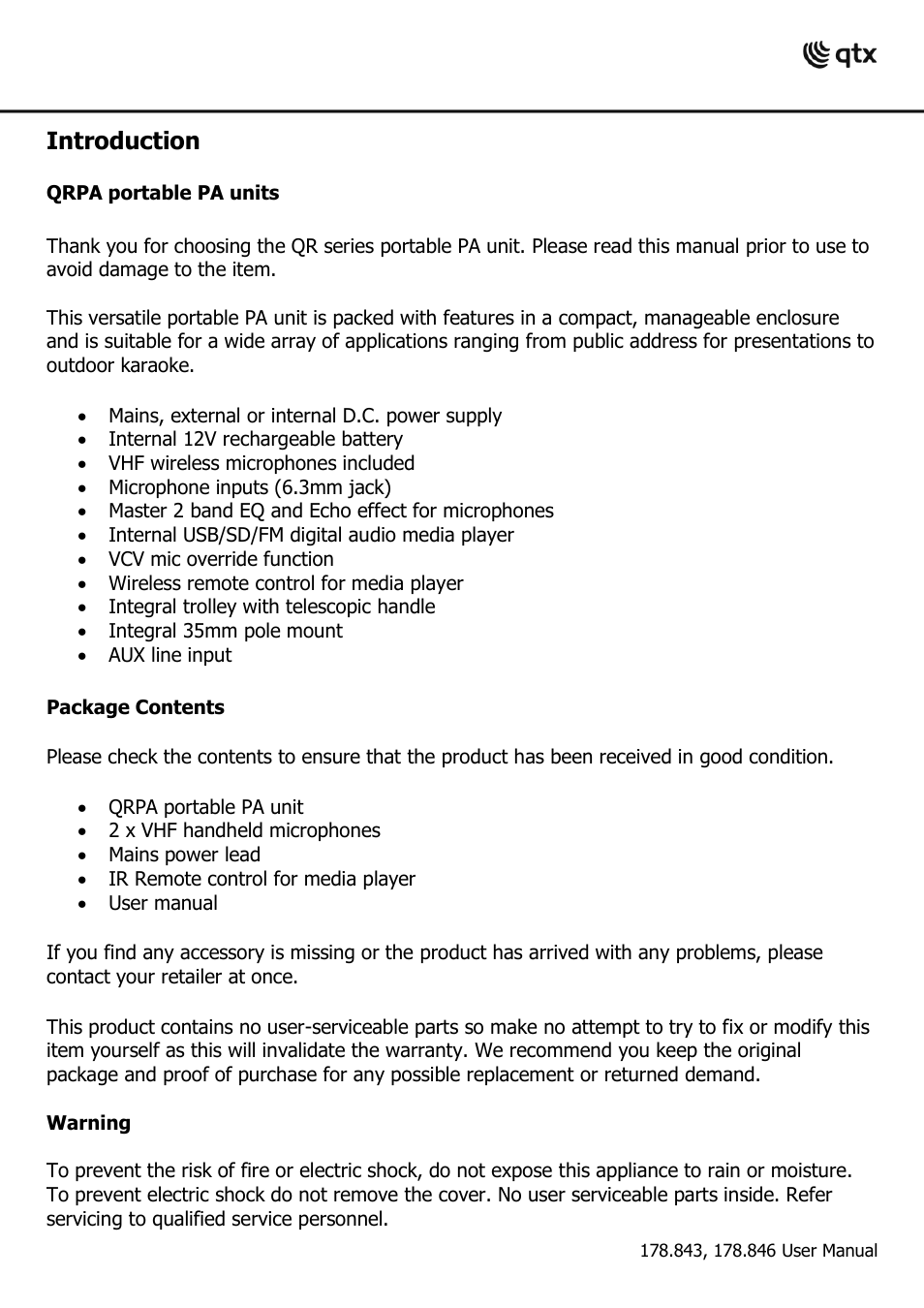 Introduction | AVSL 178.846 QR15PA User Manual | Page 2 / 8