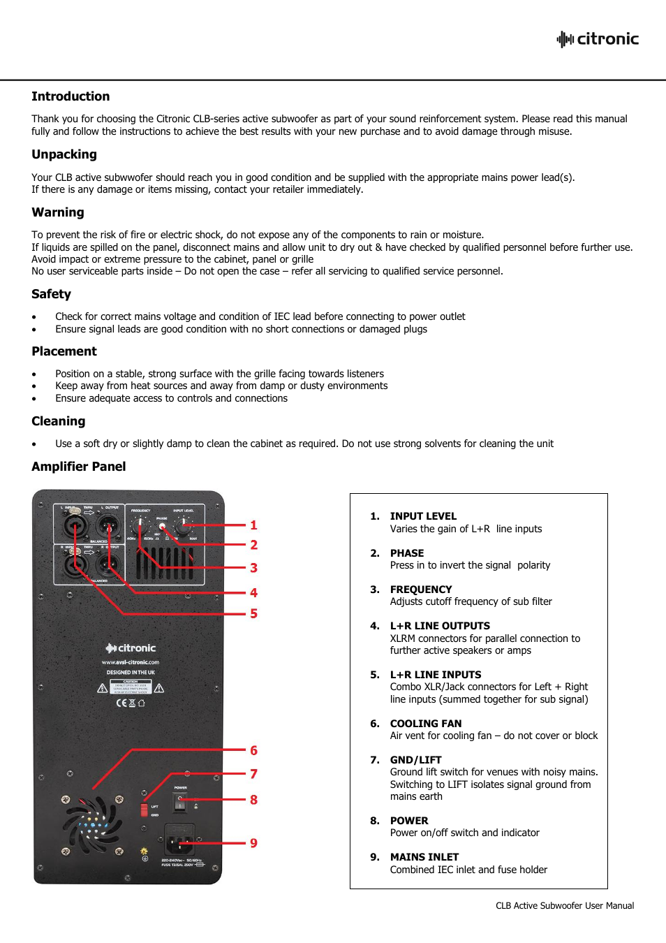 AVSL Citronic CLB12A User Manual | Page 2 / 4