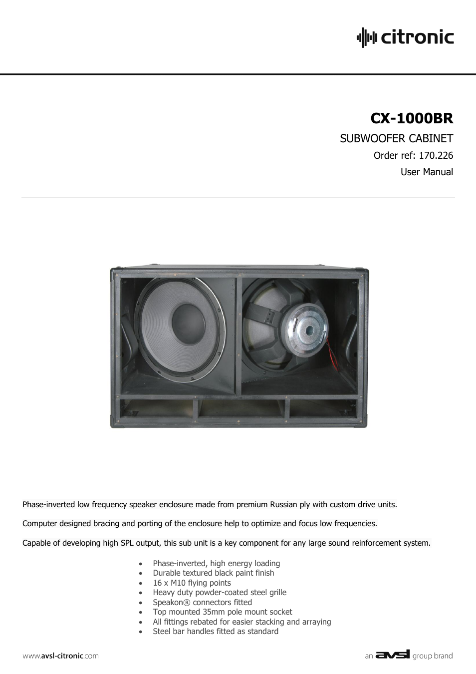 AVSL Citronic CX-1000BR User Manual | 2 pages