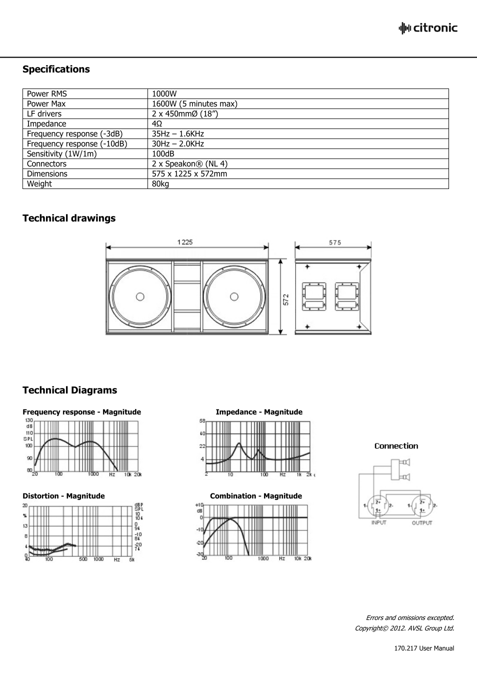 AVSL Citronic CX-1000B User Manual | Page 2 / 2