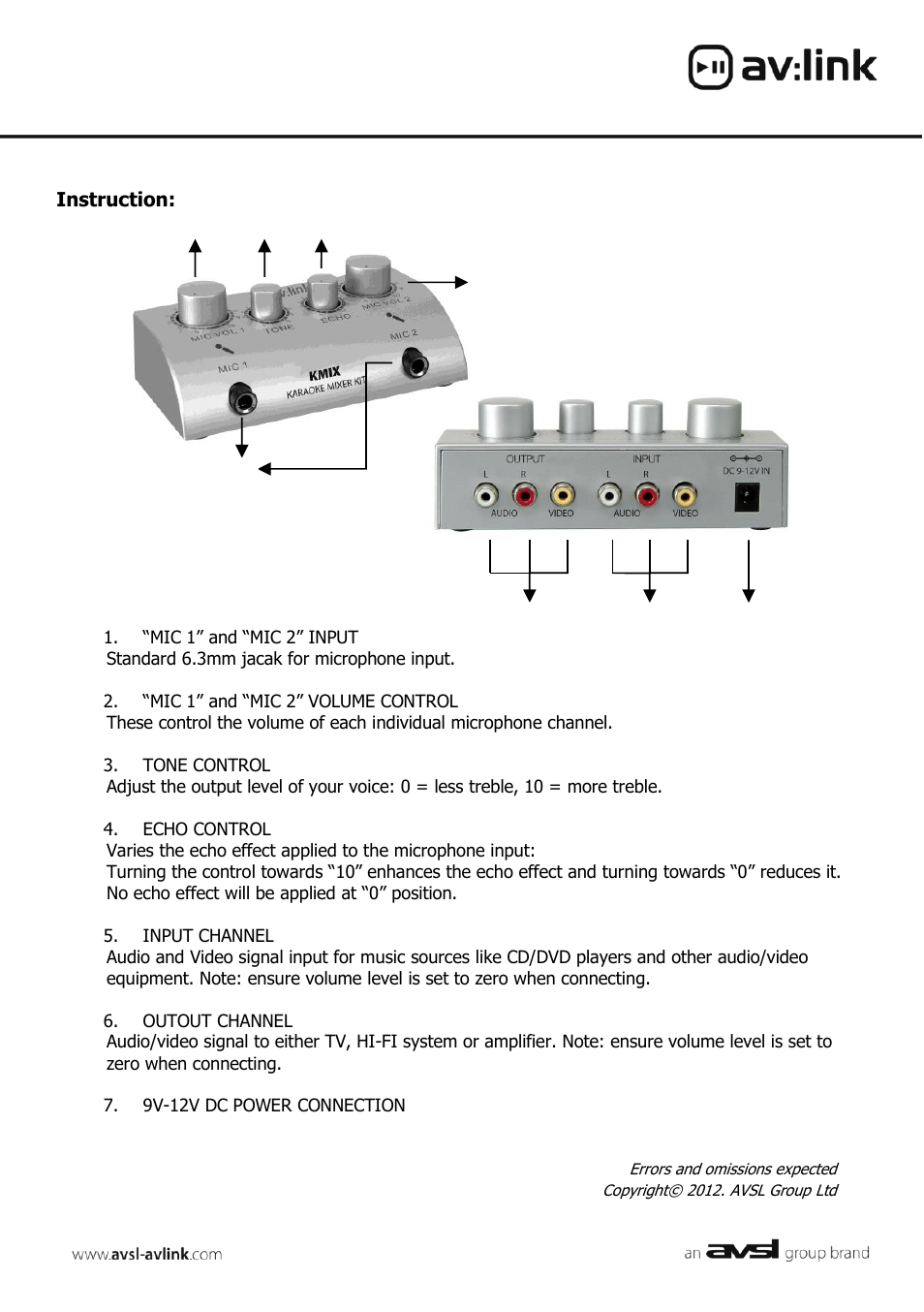 AVSL 103.112 KARAOKE MIXER KIT User Manual | Page 2 / 2