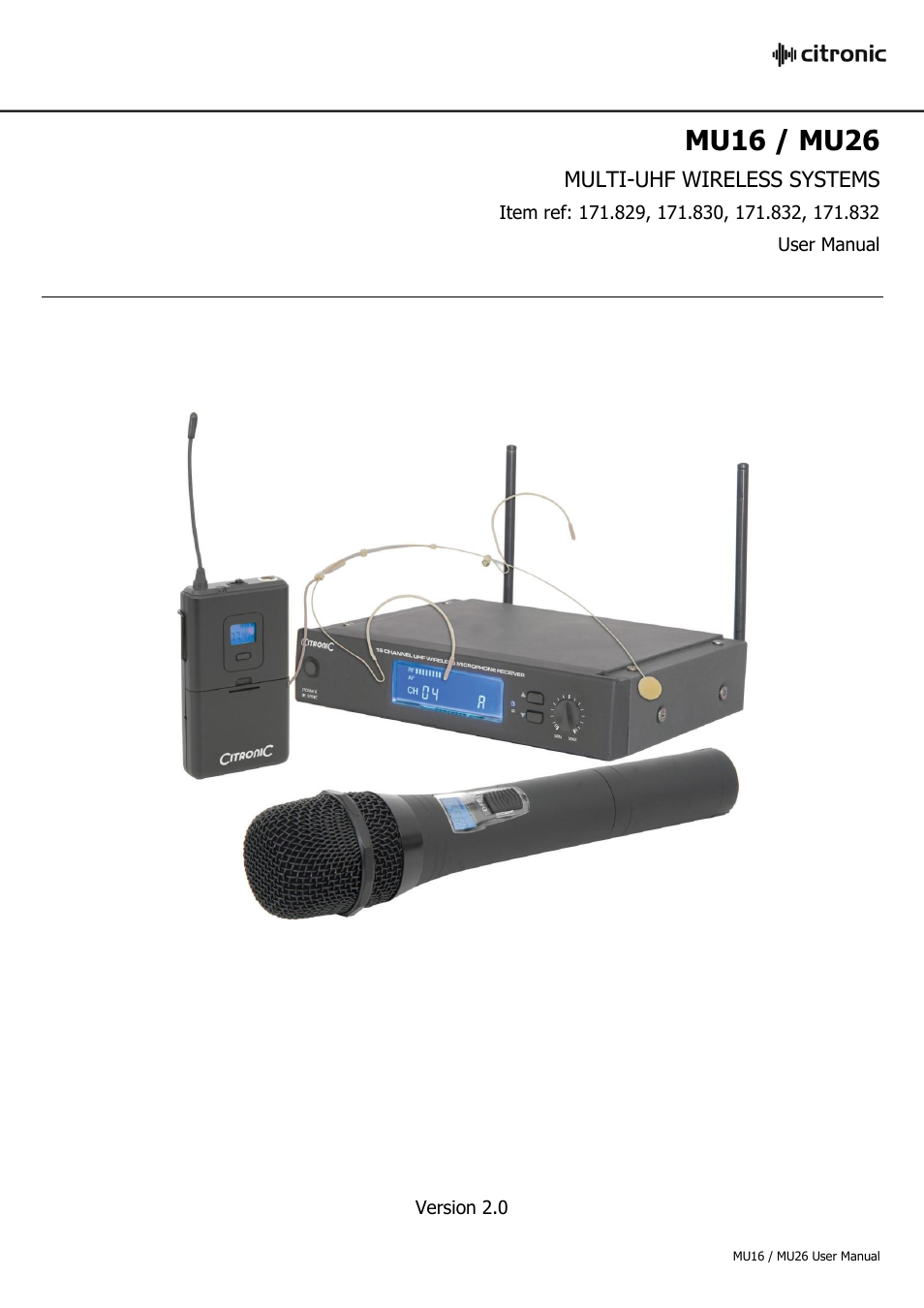 AVSL Citronic MU16 User Manual | 7 pages