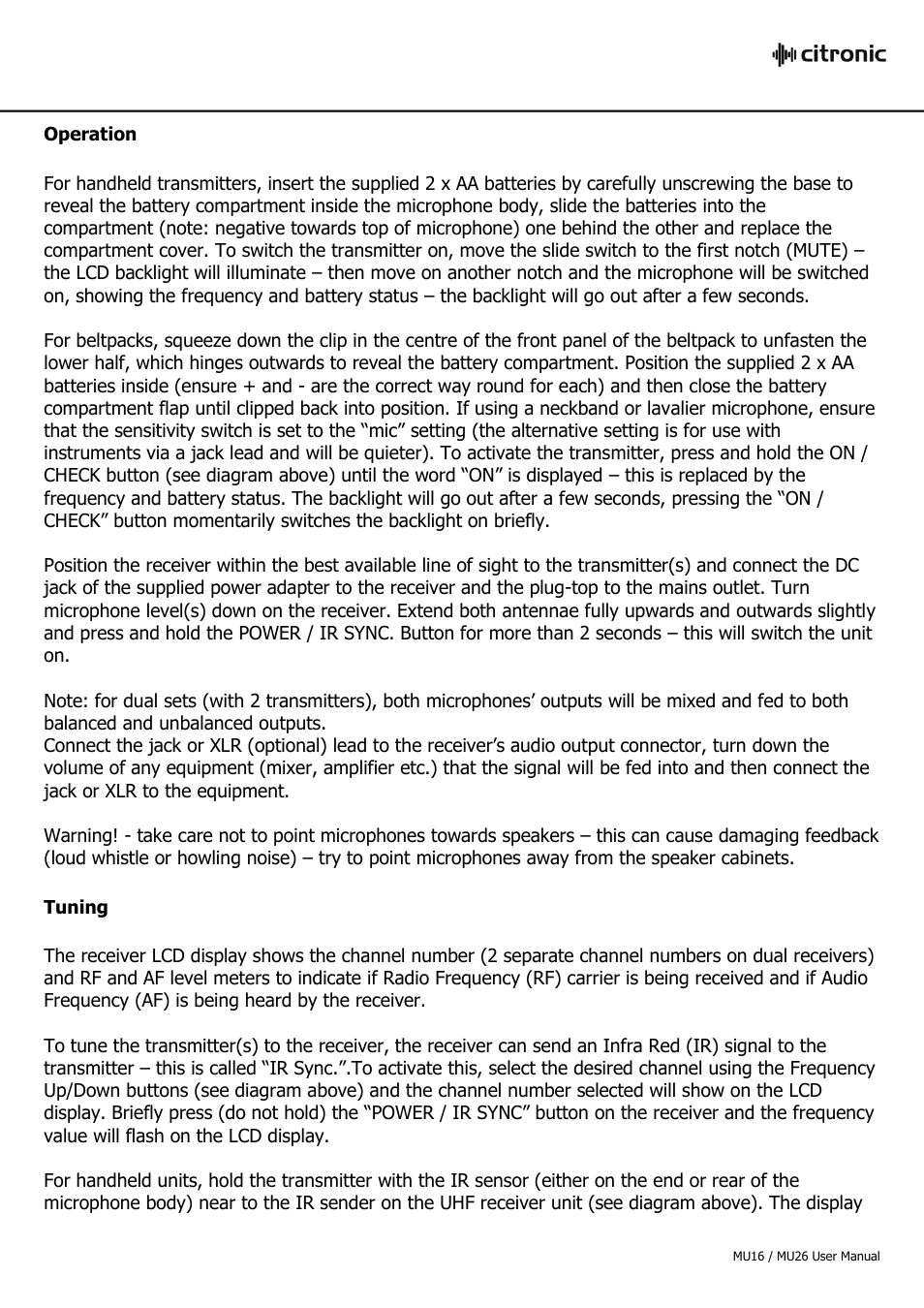 AVSL Citronic MU16 User Manual | Page 4 / 7