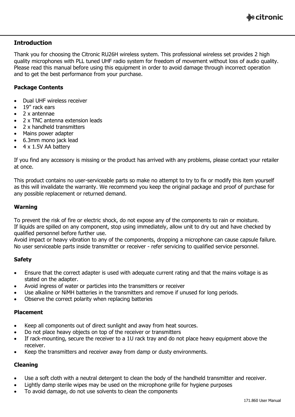 AVSL Citronic RU26H User Manual | Page 2 / 5