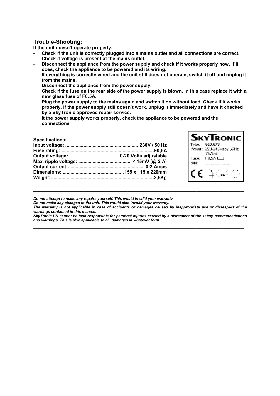 AVSL 650.673 NETVOEDING POWER SUPPLY User Manual | Page 5 / 11
