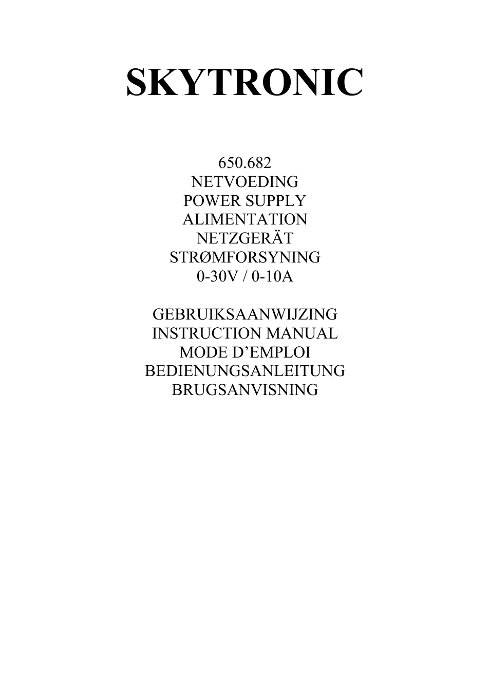 AVSL 650.682 NETVOEDING POWER SUPPLY User Manual | 11 pages