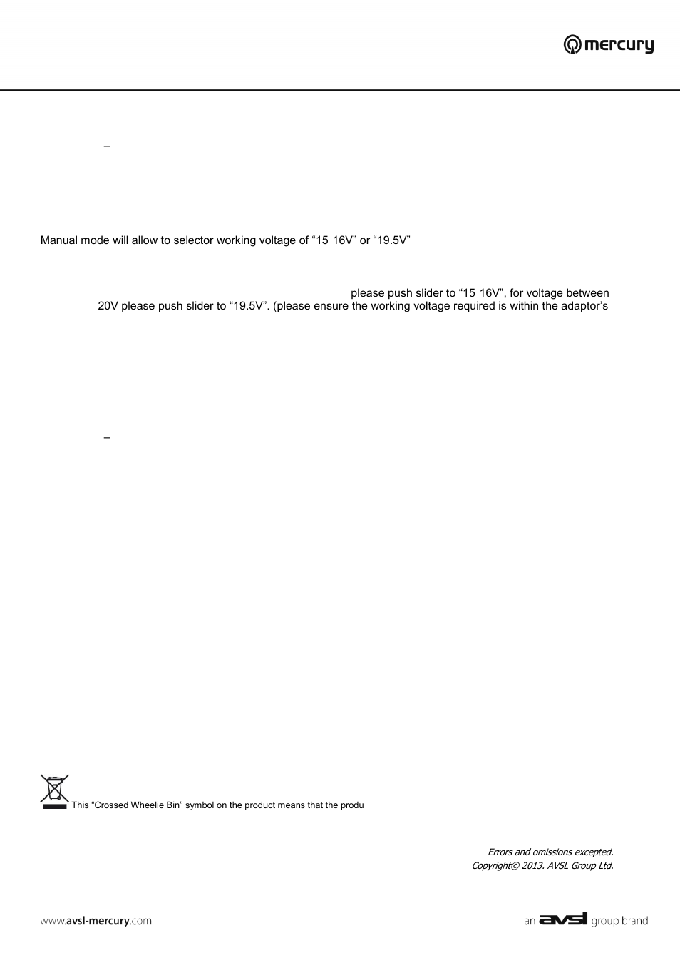 Manual mode, Important notice | AVSL 661.131 LPSA90 User Manual | Page 2 / 2