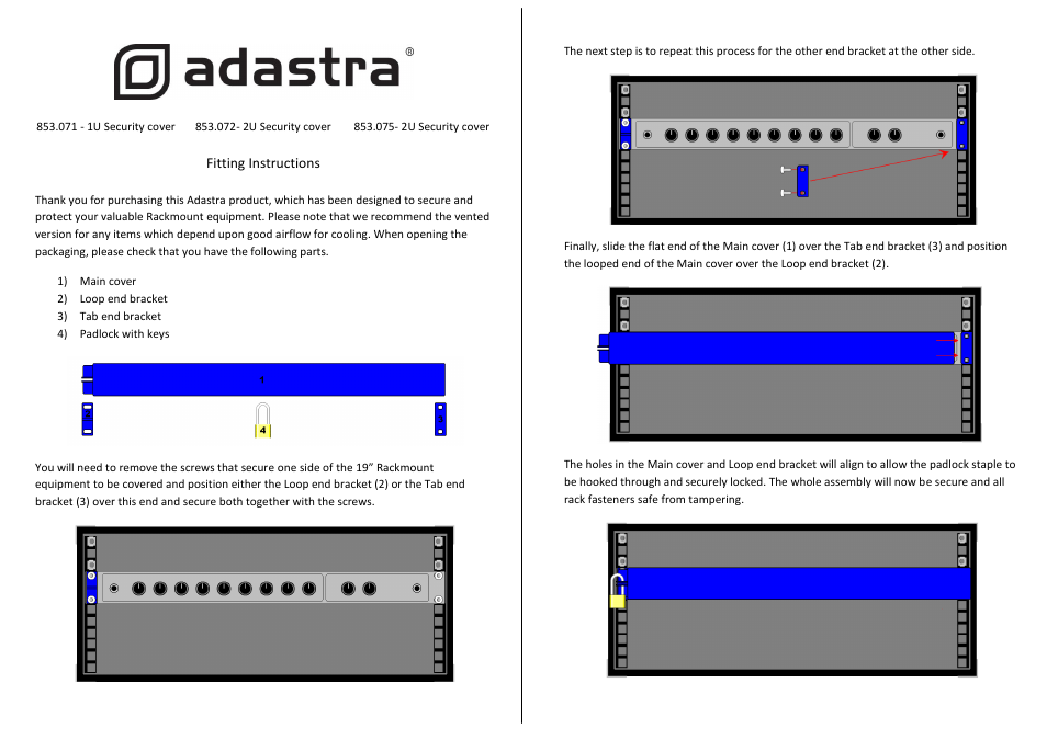 AVSL 853.071 19 RACK SECURITY COVERS User Manual | 1 page