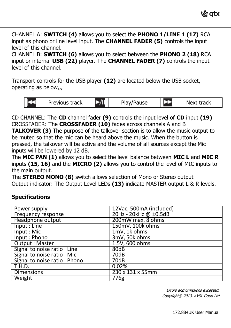 AVSL 172.884 QSM-4USB User Manual | Page 4 / 4