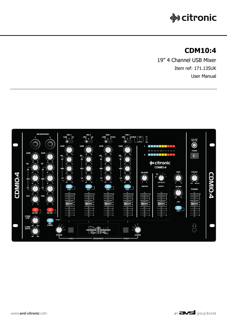 AVSL Citronic CDM10:4 User Manual | 7 pages