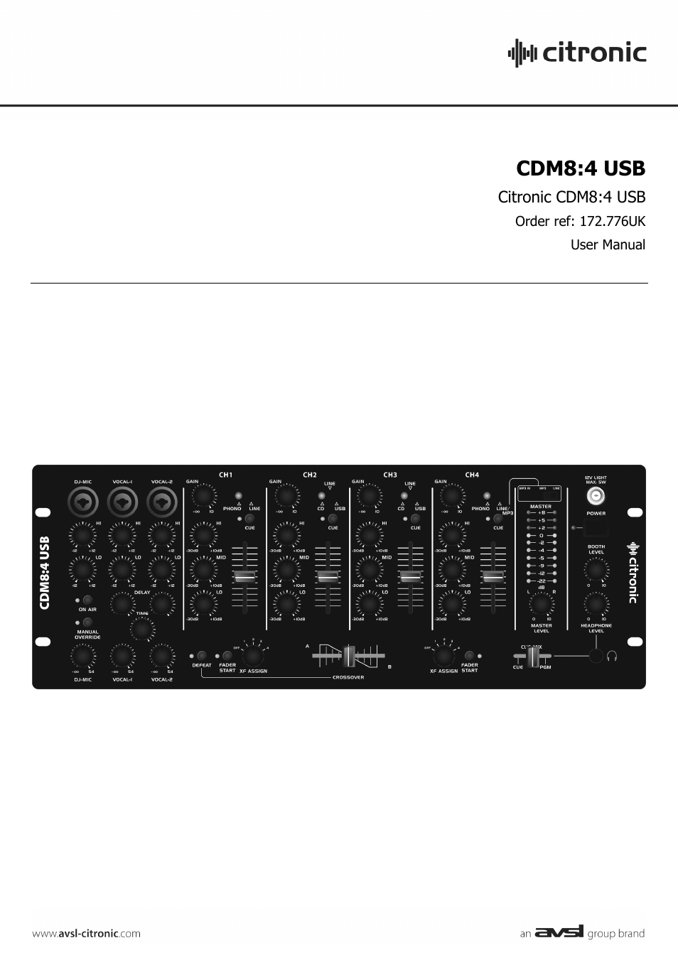 AVSL Citronic CDM8:4 USB User Manual | 10 pages