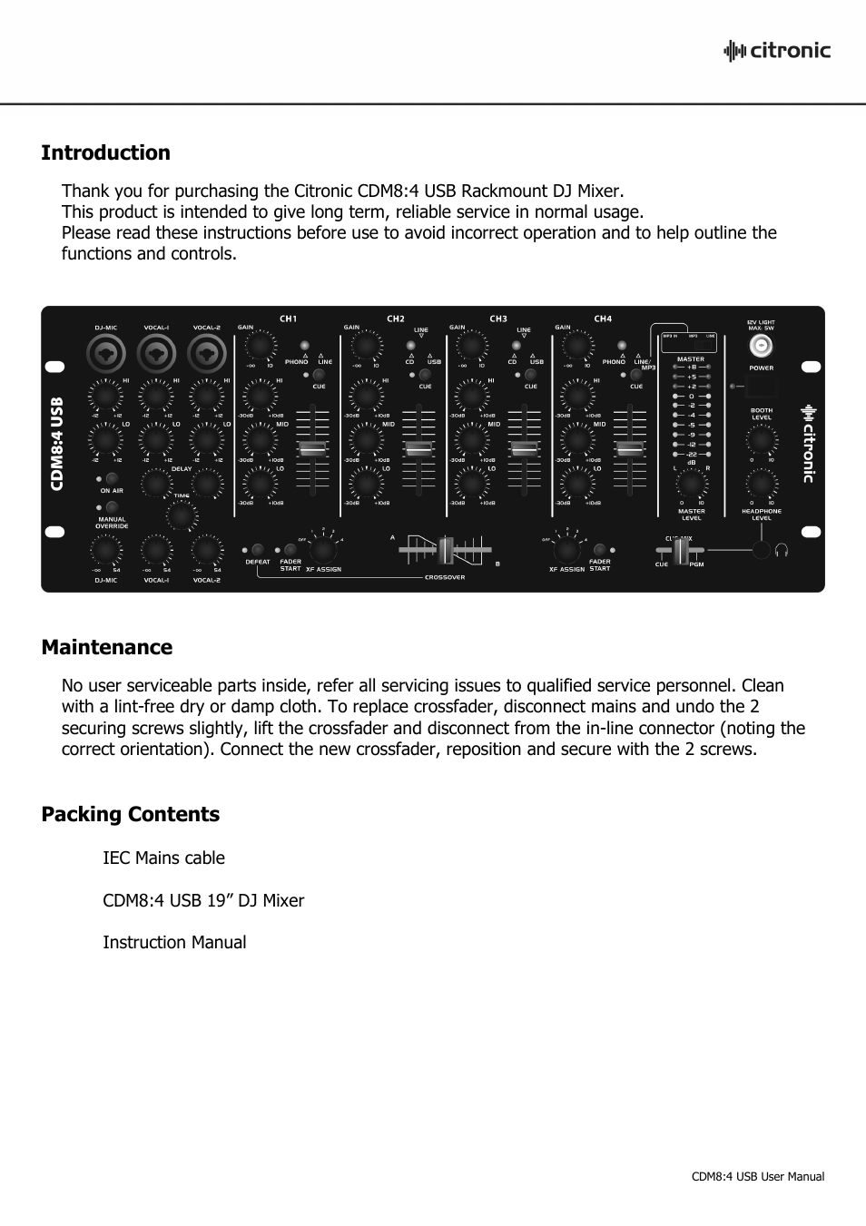 AVSL Citronic CDM8:4 USB User Manual | Page 2 / 10