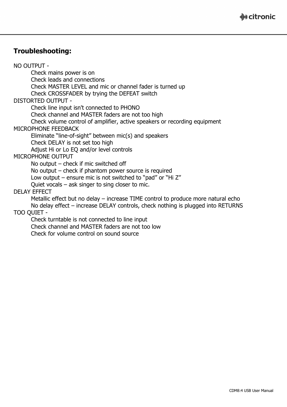 AVSL Citronic CDM8:4 USB User Manual | Page 9 / 10