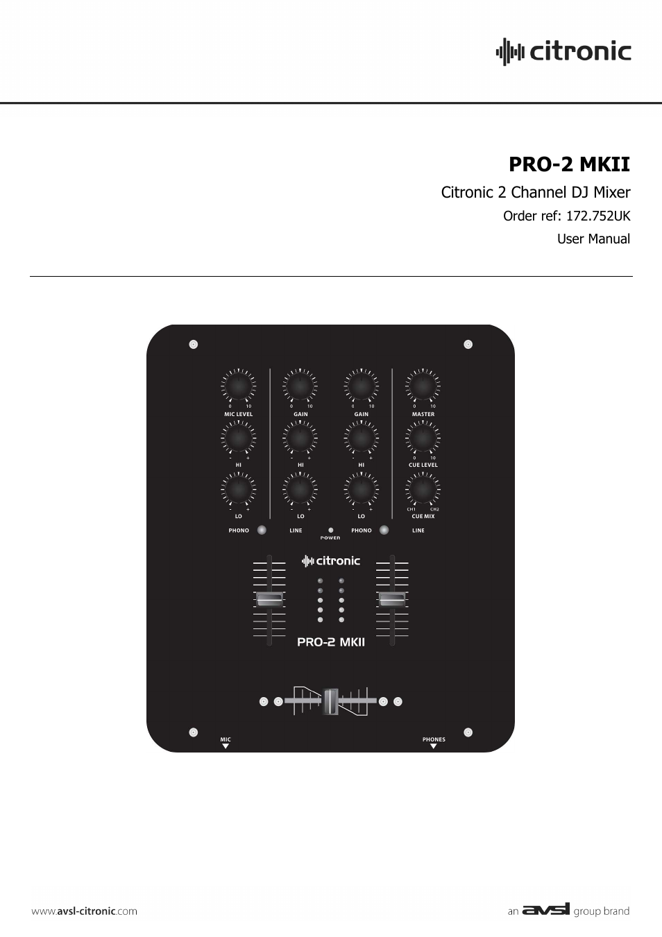 AVSL Citronic PRO-2 MKII User Manual | 7 pages