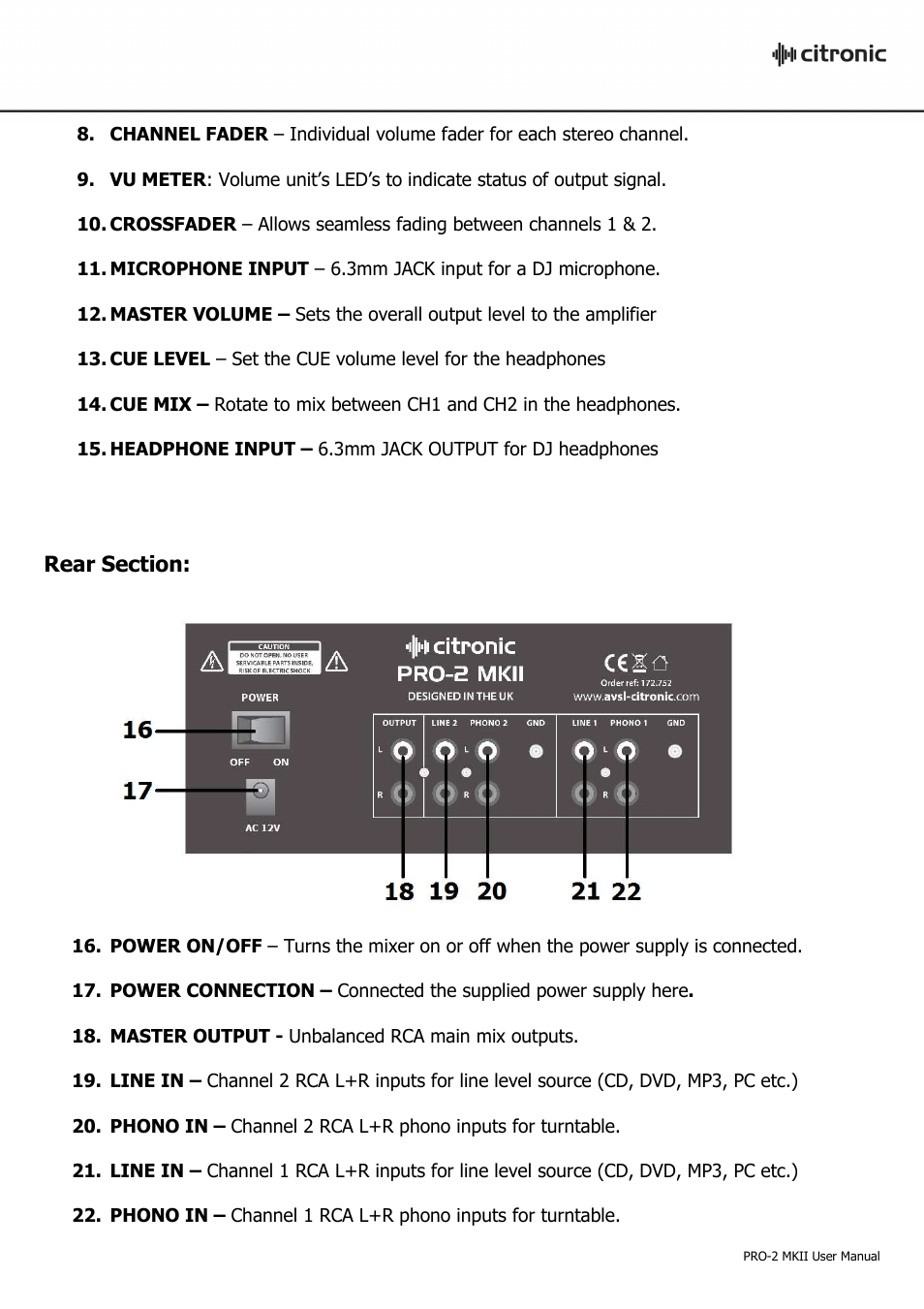 AVSL Citronic PRO-2 MKII User Manual | Page 4 / 7