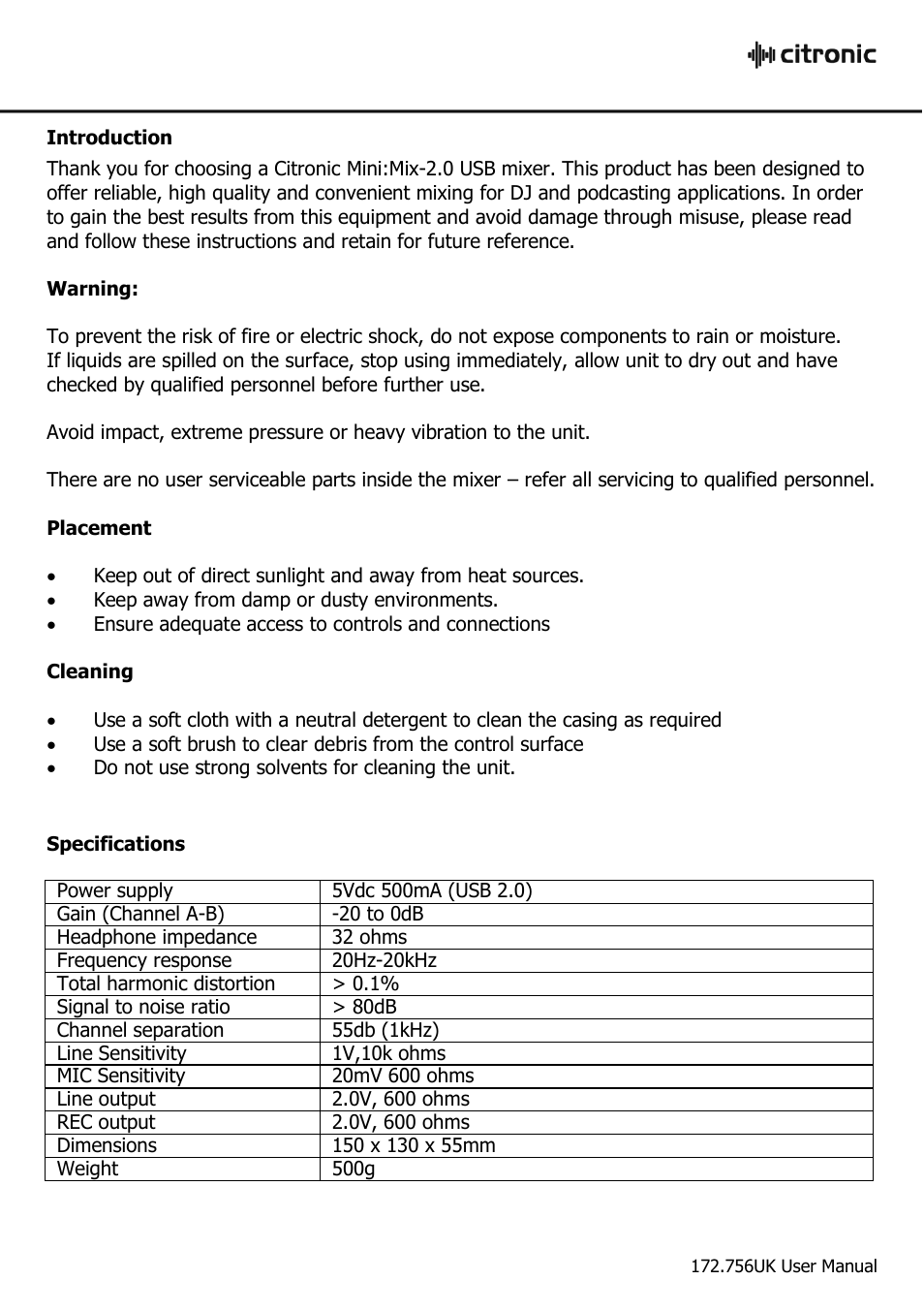 AVSL Citronic MINI:MIX2.0 User Manual | Page 2 / 4