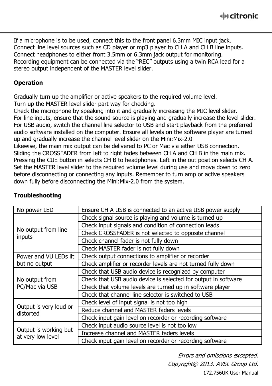 AVSL Citronic MINI:MIX2.0 User Manual | Page 4 / 4