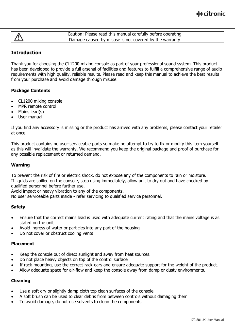 AVSL 170.881 CL1200 User Manual | Page 2 / 16