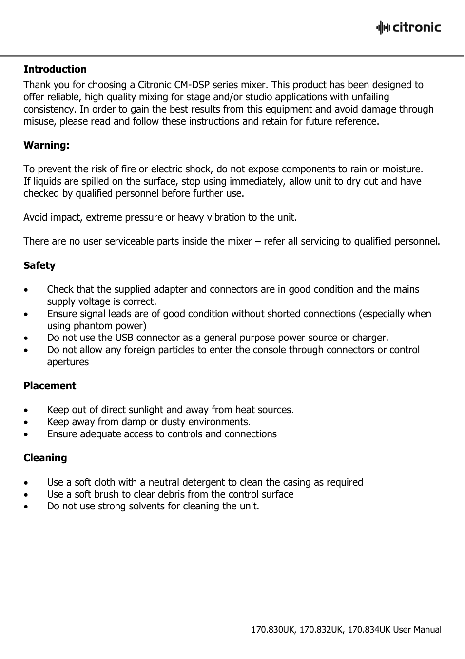 AVSL Citronic CM-DSP User Manual | Page 2 / 8