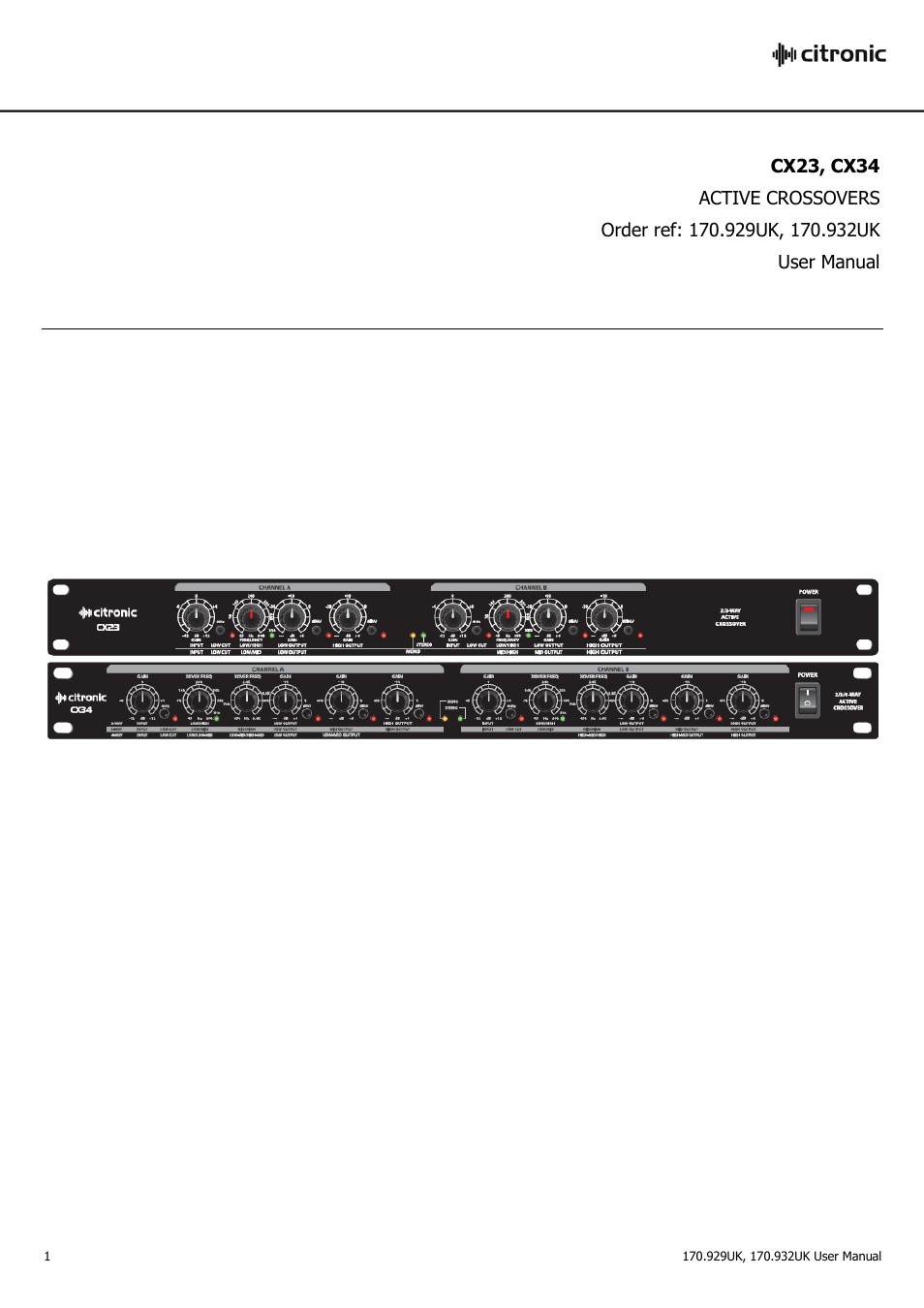 AVSL Citronic CX34 User Manual | 6 pages