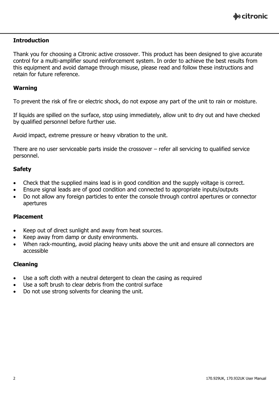 AVSL Citronic CX34 User Manual | Page 2 / 6