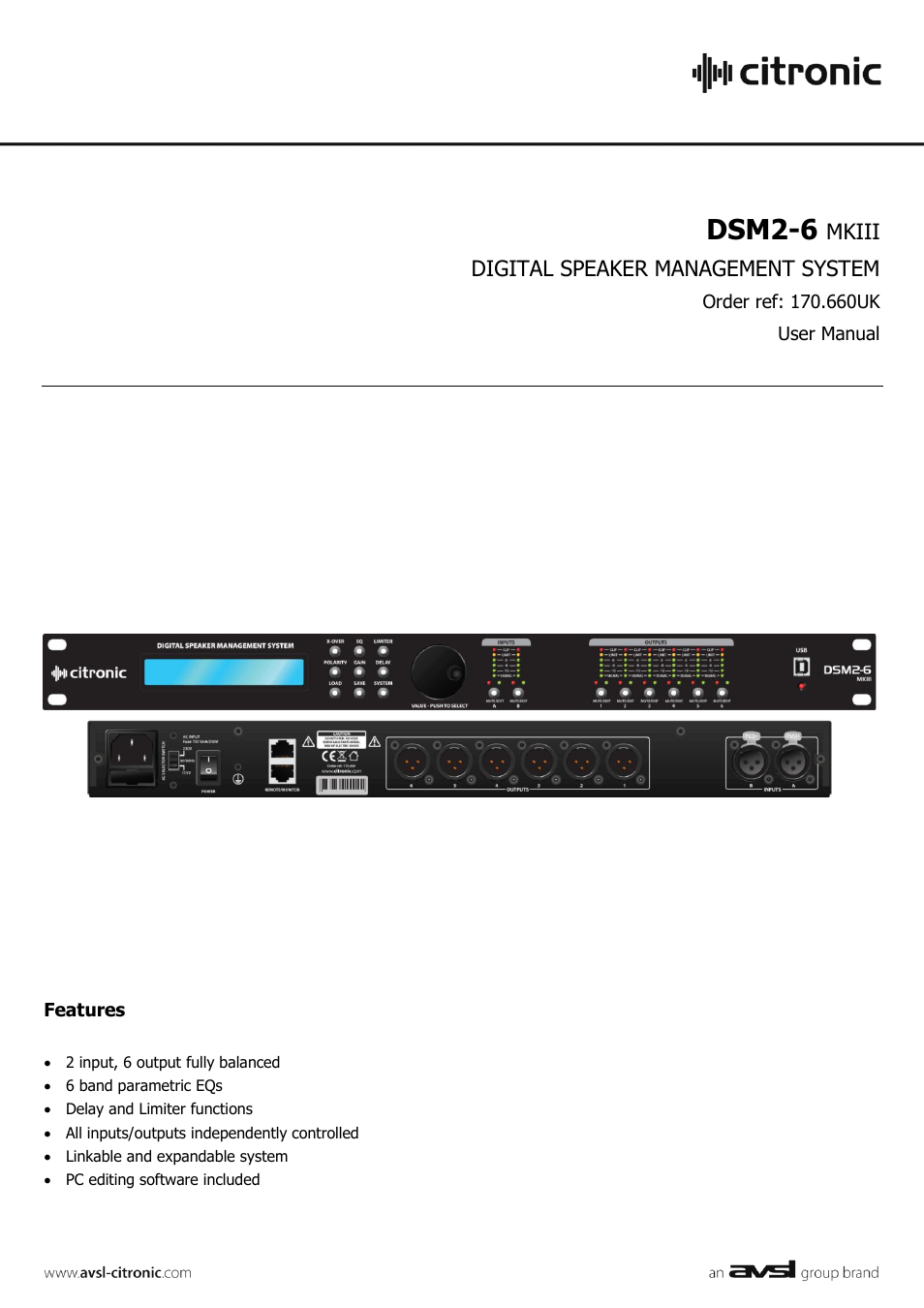 AVSL Citronic DSM2-6 User Manual | 16 pages