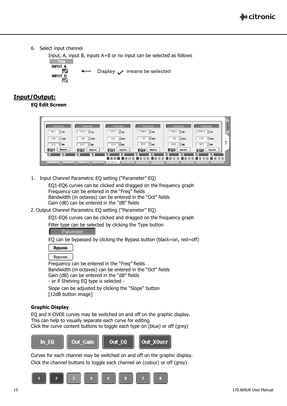 Input/output | AVSL Citronic DSM2-6 User Manual | Page 15 / 16