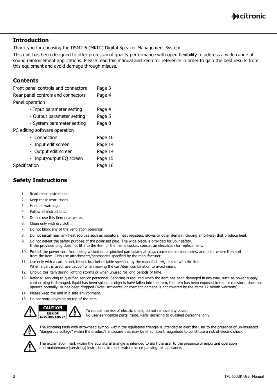 AVSL Citronic DSM2-6 User Manual | Page 2 / 16