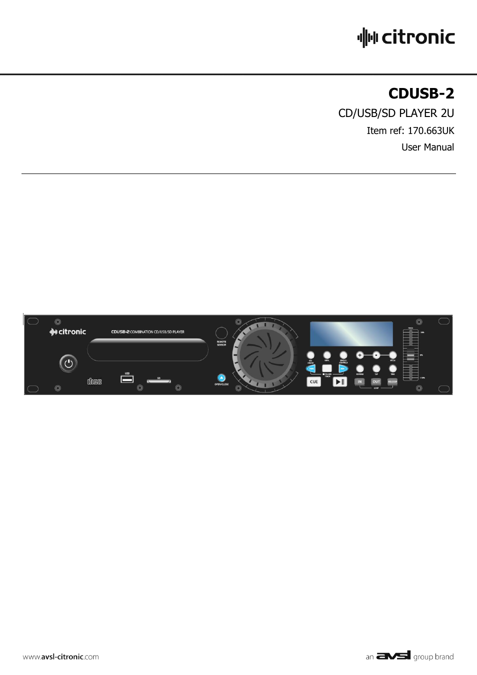 AVSL 170.663 CDUSB-2 User Manual | 6 pages