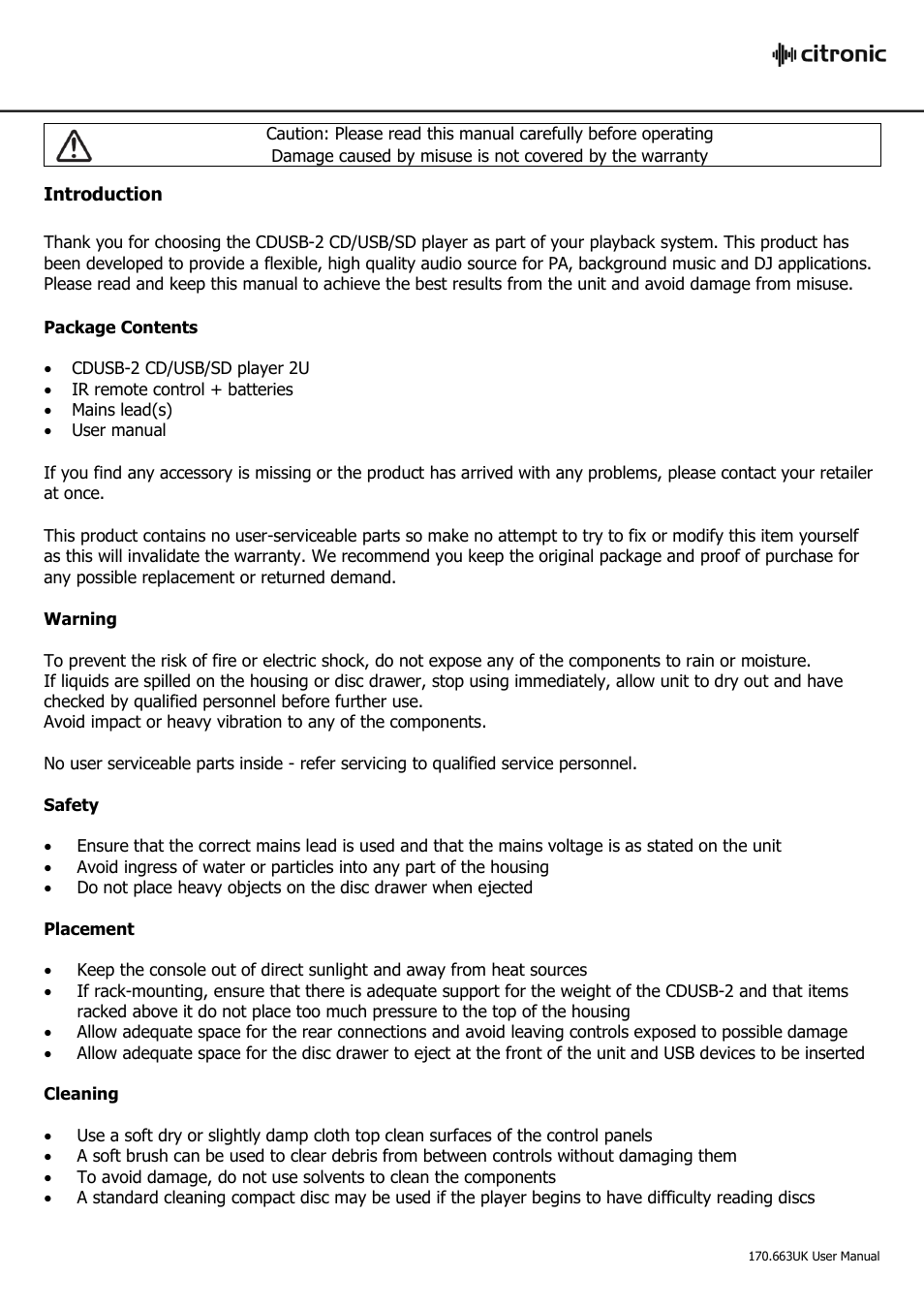 AVSL 170.663 CDUSB-2 User Manual | Page 2 / 6
